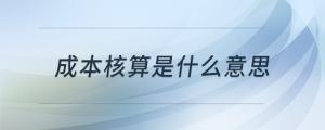 成本核算是什么意思