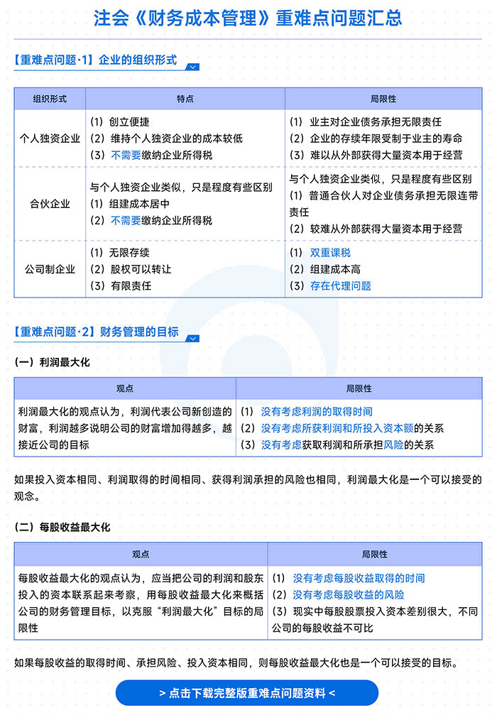 注會財(cái)管-重難點(diǎn)問題匯總
