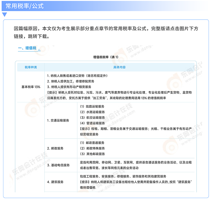 常用稅率公式