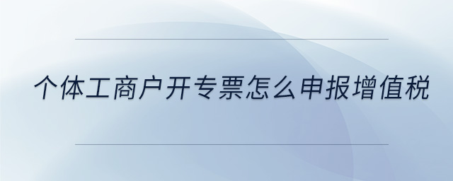 個體工商戶開專票怎么申報增值稅