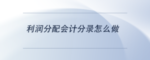 利潤分配會計分錄怎么做