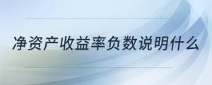 凈資產(chǎn)收益率負(fù)數(shù)說明什么