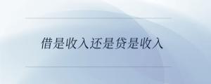 借是收入還是貸是收入