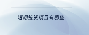 短期投資項(xiàng)目有哪些