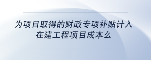 為項目取得的財政專項補貼計入在建工程項目成本么