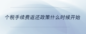 個稅手續(xù)費(fèi)返還政策什么時候開始