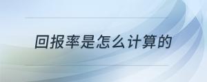 回報(bào)率是怎么計(jì)算的