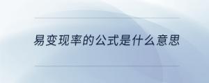易變現(xiàn)率的公式是什么意思