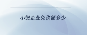 小微企業(yè)免稅額多少