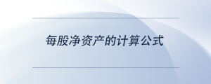 每股凈資產(chǎn)的計(jì)算公式