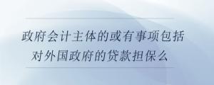 政府會(huì)計(jì)主體的或有事項(xiàng)包括對國際經(jīng)濟(jì)組織的貸款擔(dān)保么