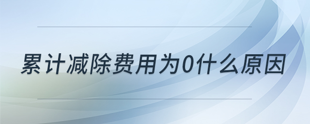 累計(jì)減除費(fèi)用為0什么原因