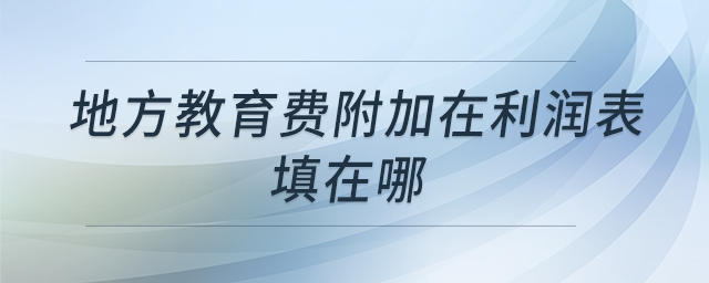 地方教育費(fèi)附加在利潤(rùn)表填在哪